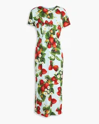 Dolce & Gabbana Floral-print silk-blend crepe de chine midi dress - Blue Blue