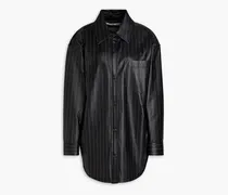 Pinstriped leather shirt - Black