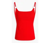 Disco open-back buckle-detailed stretch-knit top - Red