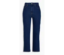 Logan Stovepipe cropped high-rise straight-leg jeans - Blue