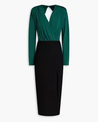 RASARIO Gathered jersey and crepe midi dress - Green Green