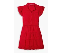 Alice Olivia - Marina lace-trimmed broderie anglaise cotton-voile mini dress - Red