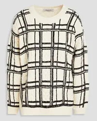 Valentino Garavani Checked cable-knit wool sweater - White White