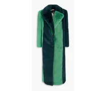 ROTATE Birger Christensen Two-tone faux fur coat - Green Green