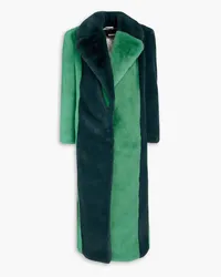 ROTATE Birger Christensen Two-tone faux fur coat - Green Green