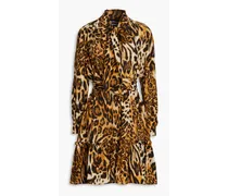 Pussy-bow leopard-print silk crepe de chine mini dress - Animal print