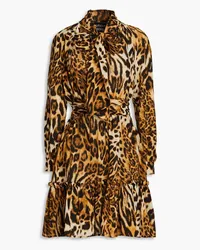 Moschino Pussy-bow leopard-print silk crepe de chine mini dress - Animal print Animal