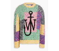 Patchwork-effect bouclé-knit sweater - Multicolor