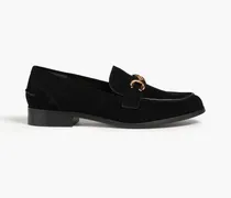 Owen buckle-embellished suede loafers - Black