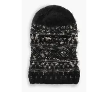 Bouclé-knit wool balaclava - Black