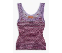 Embellished crochet-knit tank - Pink