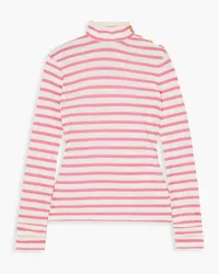 Balmain Barbie striped cotton-blend jersey turtleneck top - Pink Pink