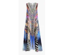 Embellished printed silk crepe de chine maxi dress - Animal print
