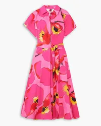 Carolina Herrera New York Floral-print faille midi shirt dress - Pink Pink