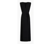 Belted crepe midi dress - Black
