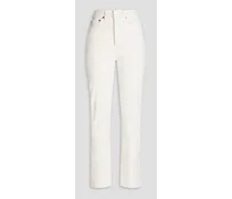 High-rise slim-leg jeans - White