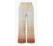Dégradé crochet-knit bootcut pants - Neutral
