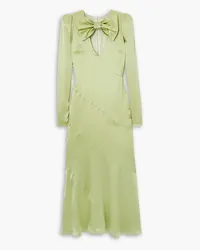 Alessandra Rich Bow-detailed silk-satin midi dress - Green Green