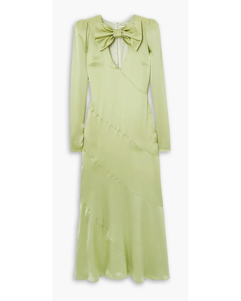 Alessandra Rich Bow-detailed silk-satin midi dress - Green Green