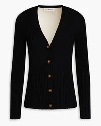 Tory Burch Ribbed merino wool-blend cardigan - Black Black