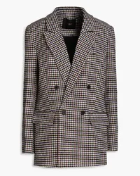 Maje Double-breasted houndstooth wool-blend tweed blazer - Blue Blue