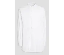 Cotton-poplin and piqué shirt - White