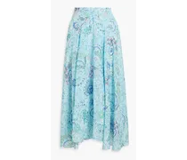 Ida floral-print silk-chiffon midi skirt - Blue