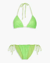 Norma Kamali Sequined triangle bikini - Green Green