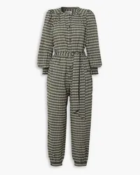 Cefinn Isla belted checked brushed-cotton jumpsuit - Black Black