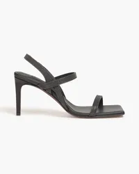 Brunello Cucinelli Bead-embellished leather slingback sandals - Black Black