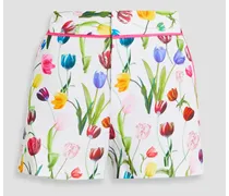 Alice Olivia - Dylan floral-print crepe shorts - White