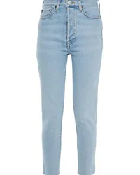 RE/DONE 90s cropped frayed high-rise slim-leg jeans - Blue Blue