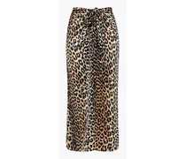 Bow-detailed leopard-print silk-blend satin midi skirt - Animal print
