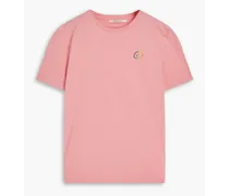 Appliquéd cotton-jersey T-shirt - Pink