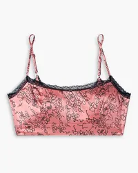 Morgan Lane Noelle lace-trimmed floral-print silk-blend satin soft-cup bralette - Pink Pink