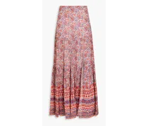 Serence paisley-print pleated jacquard maxi skirt - Orange