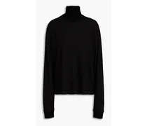 Lyocell and wool-blend turtleneck top - Black