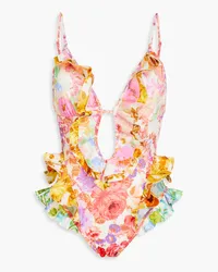 Zimmermann Ruffled floral-print swimsuit - Multicolor Multicolor