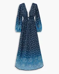 Hannah Emery open-back printed silk-habotai maxi dress - Blue Blue