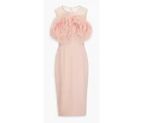 Embellished stretch-crepe midi dress - Pink