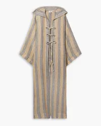 Lisa Marie Fernandez Striped linen-blend hooded coverup - Brown Brown