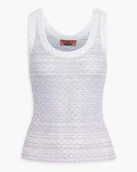 Missoni Embellished striped crochet-knit tank - Purple Purple