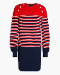 Moschino Button-embellished striped cotton mini dress - Red Red