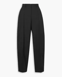 Totême Pleated woven tapered pants - Black Black