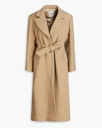 Sandro Belted bouclé-tweed coat - Neutral Neutral