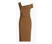 Marni one-shoulder belted stretch-crepe midi dress - Brown