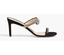 Sue crystal-embellished suede sandals - Black