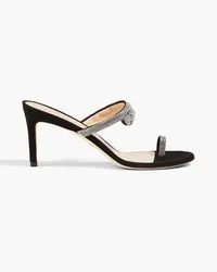 Stuart Weitzman Sue crystal-embellished suede sandals - Black Black