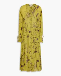 Victoria Beckham Pleated floral-print crepon midi dress - Green Green