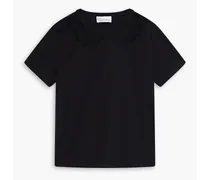 Point d'esprit-trimmed cotton-jersey T-shirt - Black